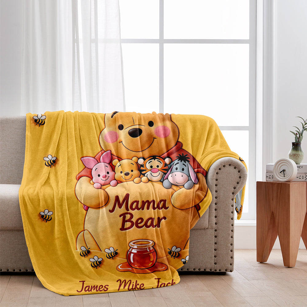 Mama Bear - Personalized Yellow Bear Blanket