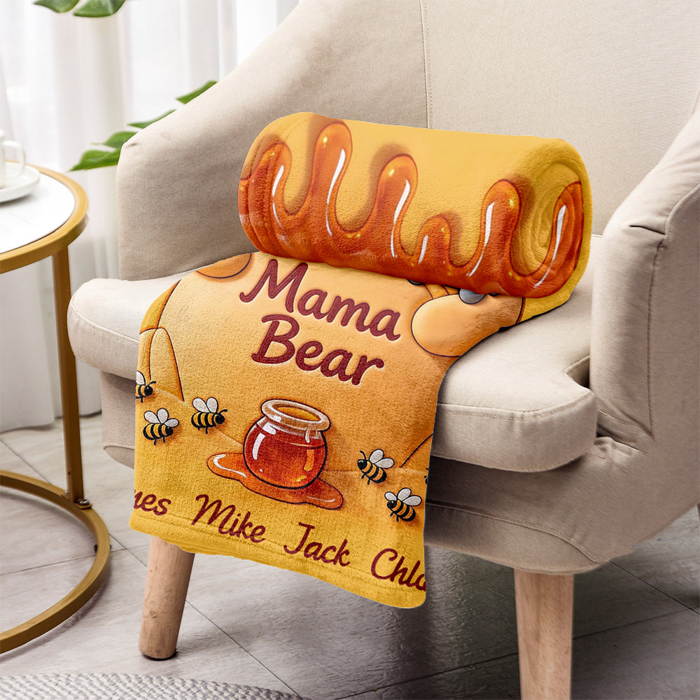 Mama Bear - Personalized Yellow Bear Blanket