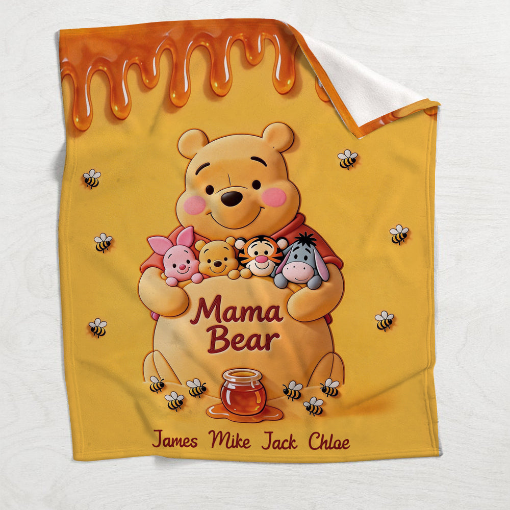 Mama Bear - Personalized Yellow Bear Blanket