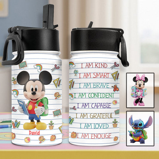 Back To School - Personalized Mouse Kids Water Bottle