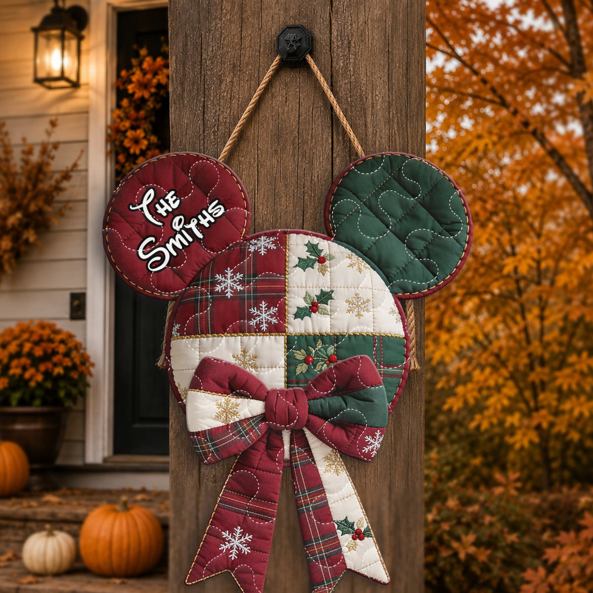 Magical Christmas Family Gift - Personalized Mouse Quilted Door Hanger