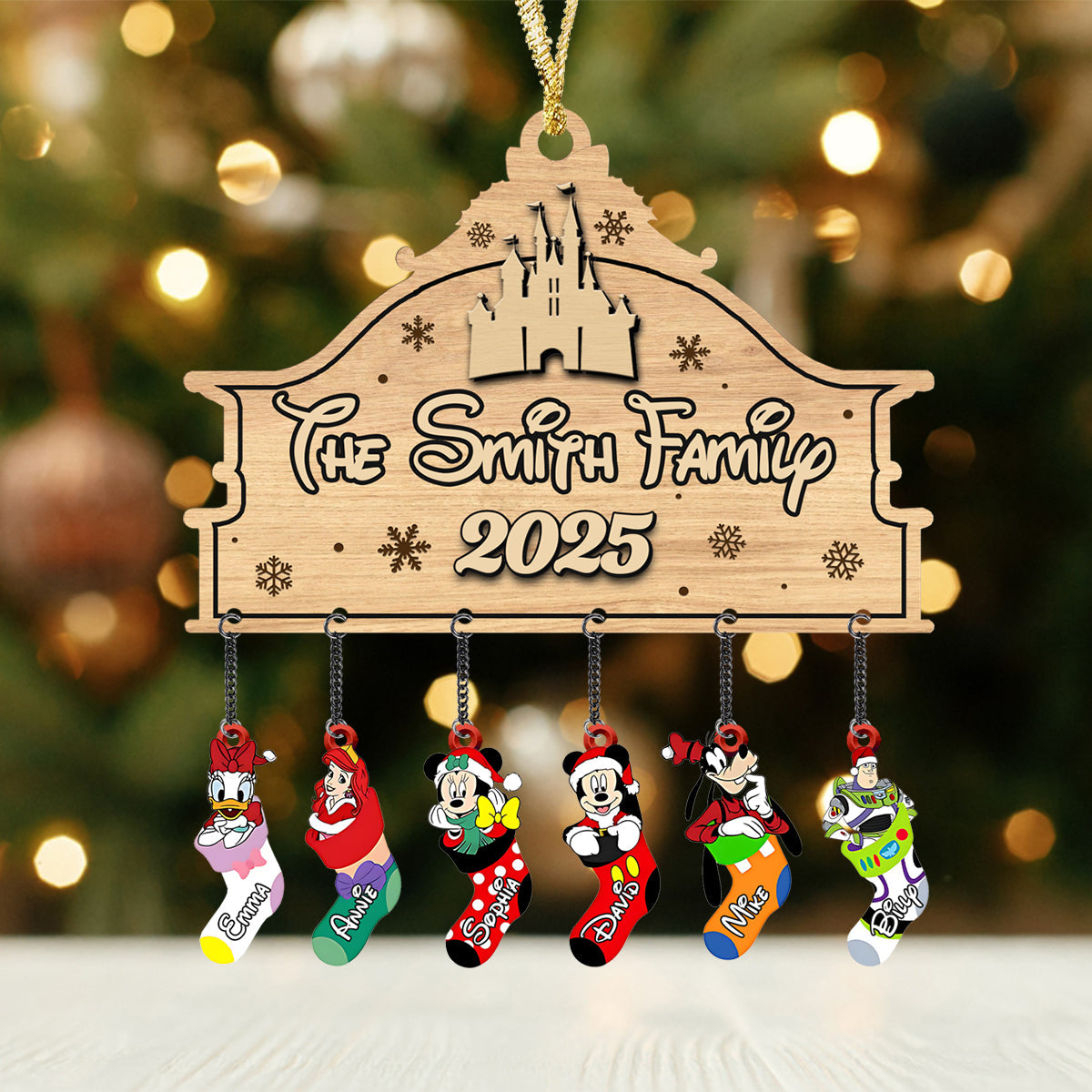 Personalized Cartoon Characters Family Stocking Ornament - Personalized Mouse Ornament With Charm