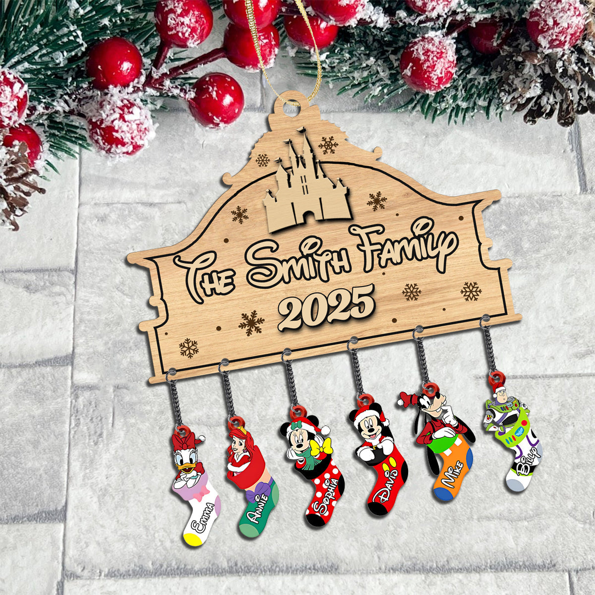 Personalized Cartoon Characters Family Stocking Ornament - Personalized Mouse Ornament With Charm