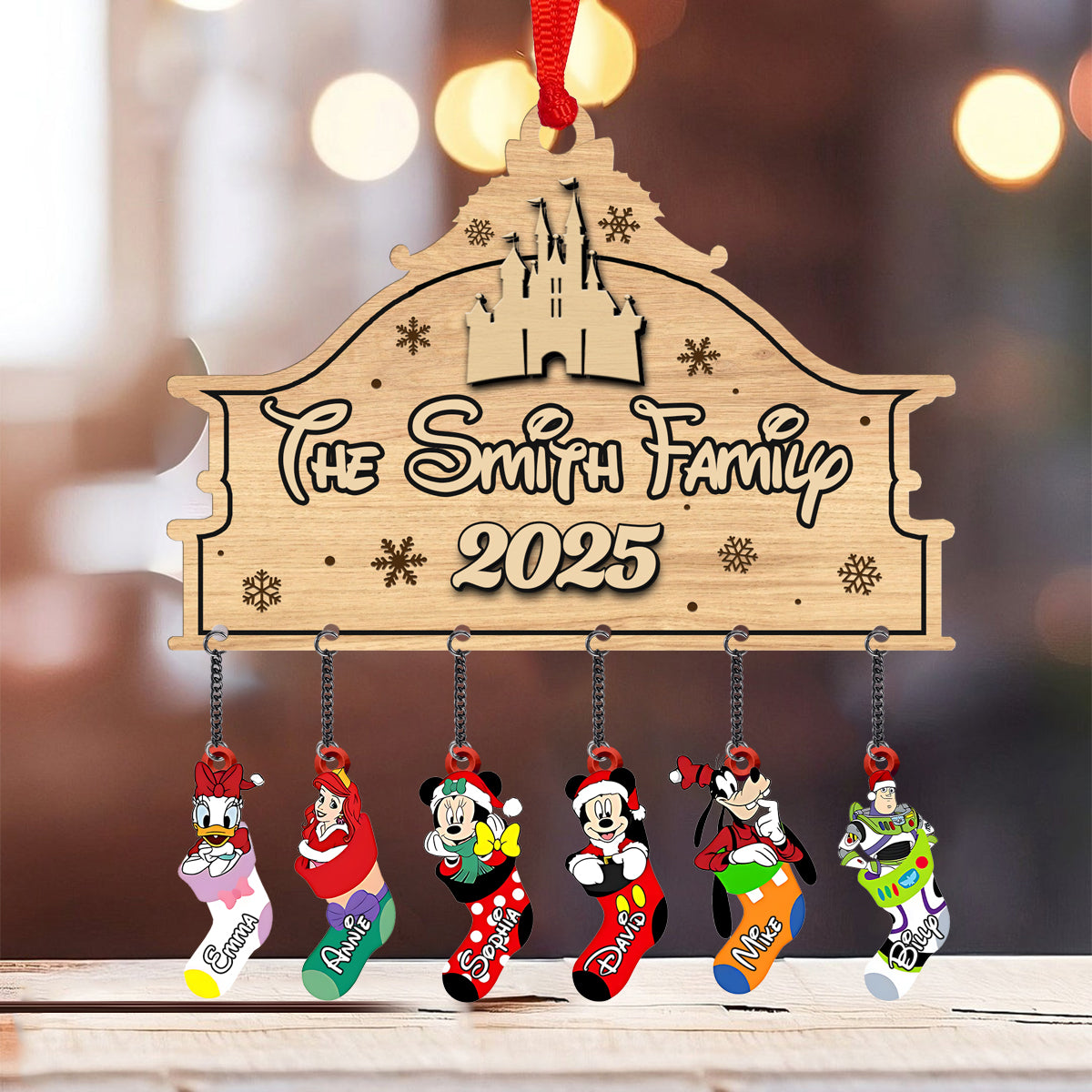 Personalized Cartoon Characters Family Stocking Ornament - Personalized Mouse Ornament With Charm