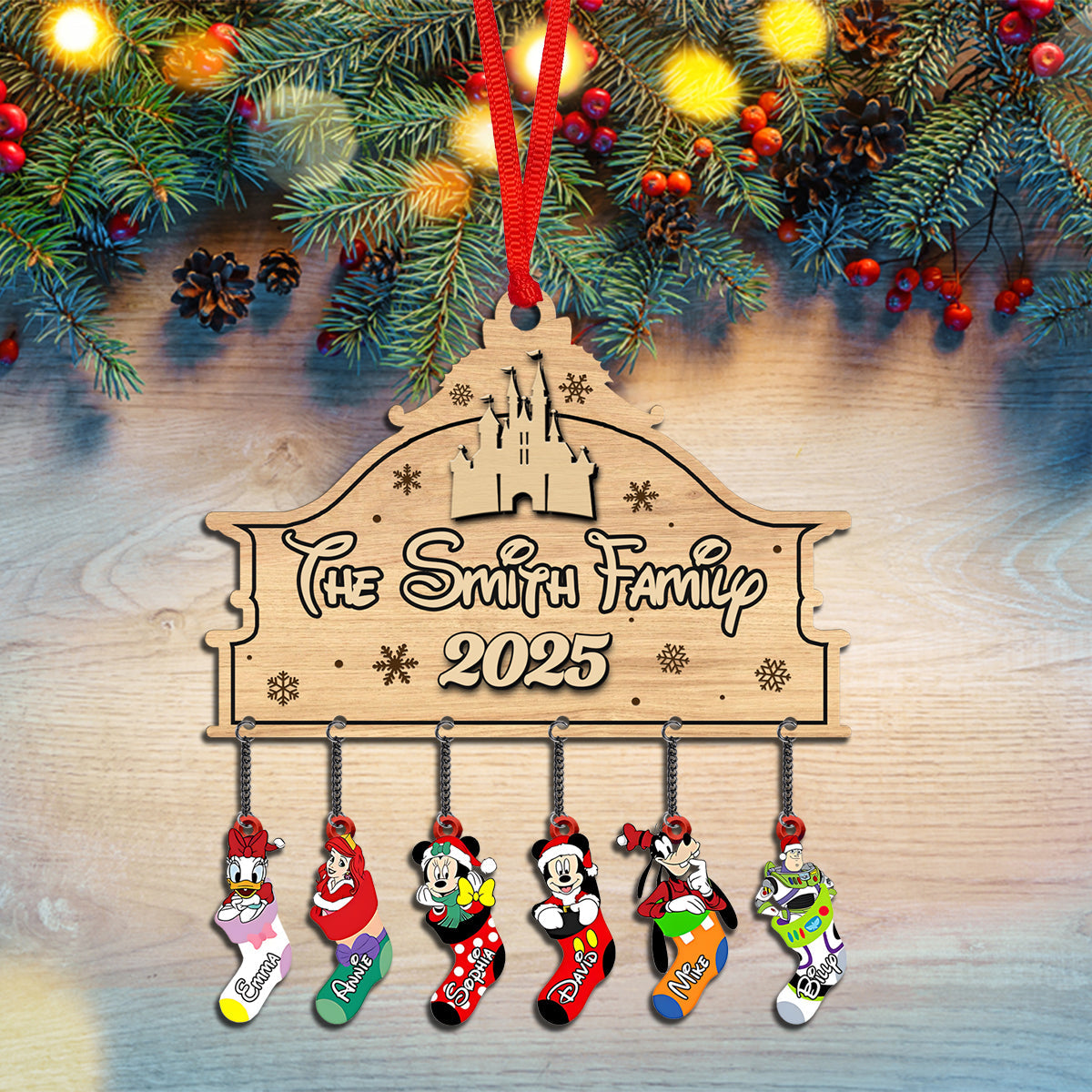 Personalized Cartoon Characters Family Stocking Ornament - Personalized Mouse Ornament With Charm