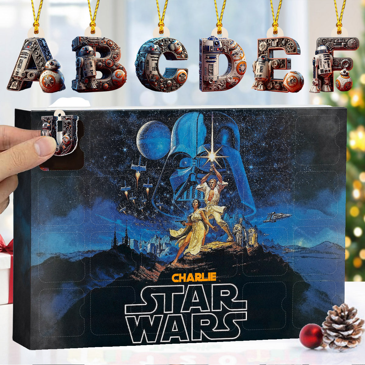 Outer Space Alphabet - Personalized The Force Advent Calendar With Ornaments