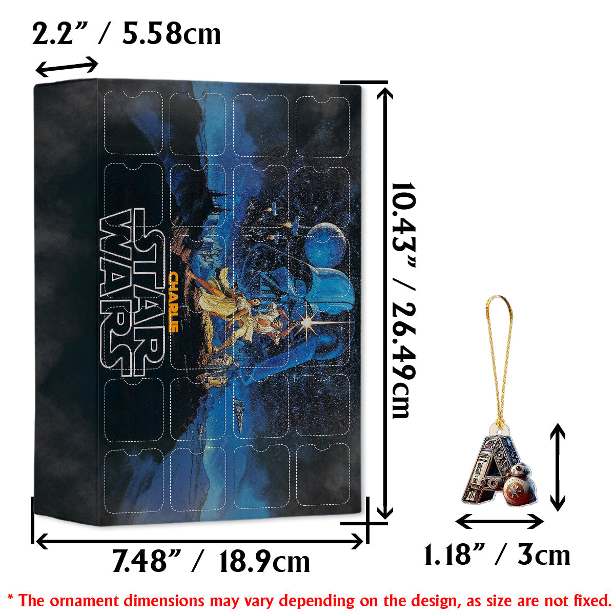 Outer Space Alphabet - Personalized The Force Advent Calendar With Ornaments