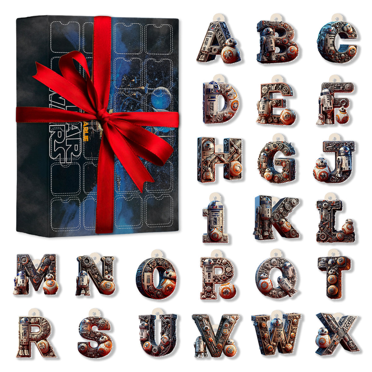 Outer Space Alphabet - Personalized The Force Advent Calendar With Ornaments