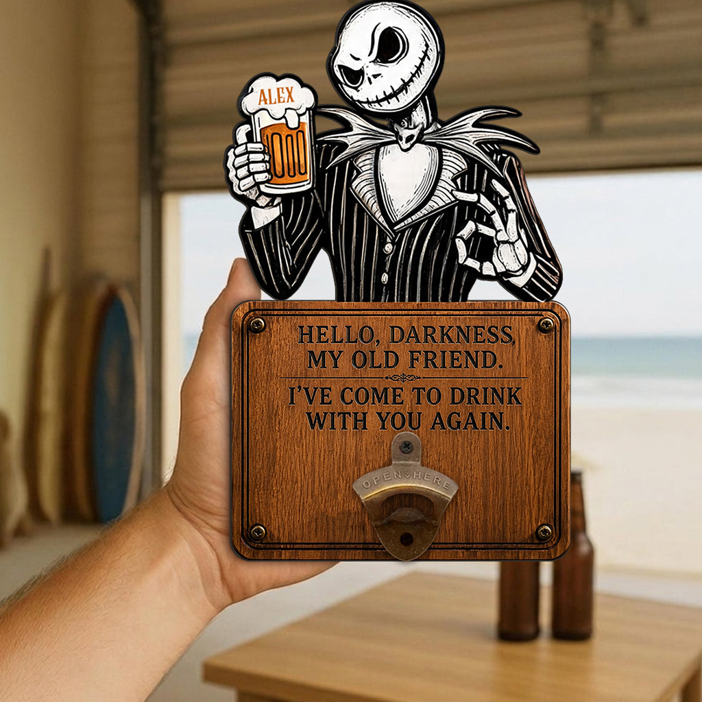 Hello Darkness My Old Friend Nightmare Beer Lovers - Personalized Nightmare Beer Stein & Wall Bottle Opener