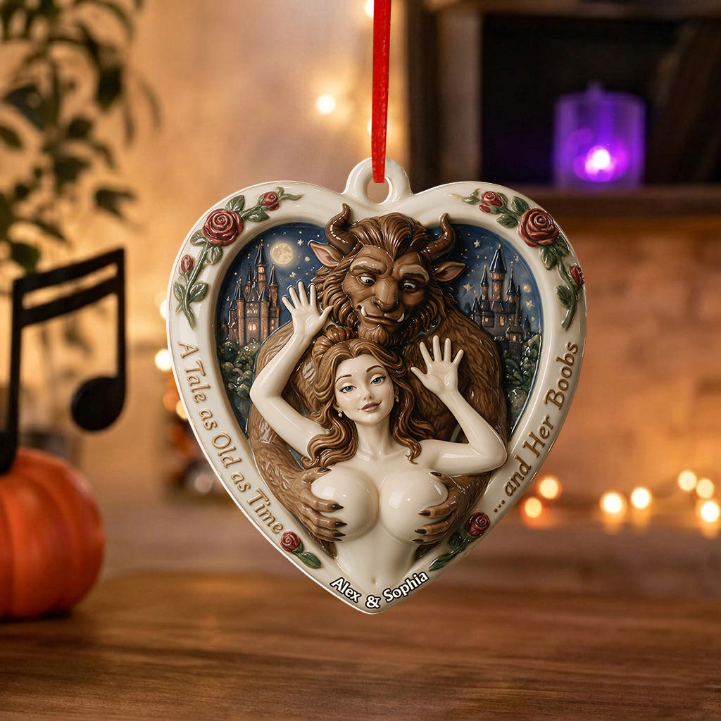 Naughty Couple - Personalized Beauty And The Beast Premium 3D Ornament