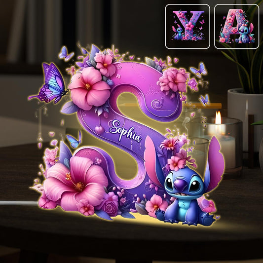 Blue Ohana Alphabet Letter Custom Name - Personalized Ohana Acrylic LED Night Light