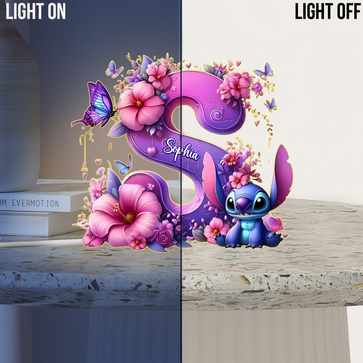 Blue Ohana Alphabet Letter Custom Name - Personalized Ohana Acrylic LED Night Light