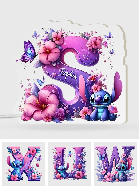 Blue Ohana Alphabet Letter Custom Name - Personalized Ohana Acrylic LED Night Light