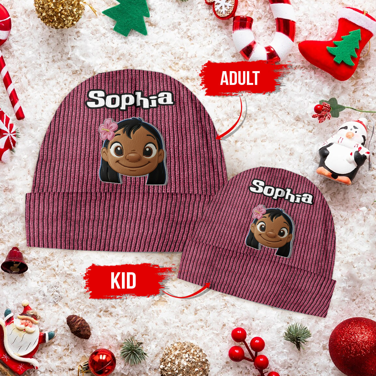 Ohana Means Family - Personalized Ohana Beanie Hat With Patches