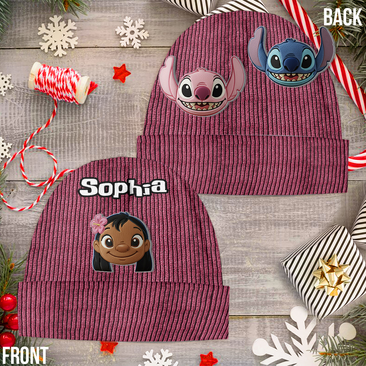 Ohana Means Family - Personalized Ohana Beanie Hat With Patches