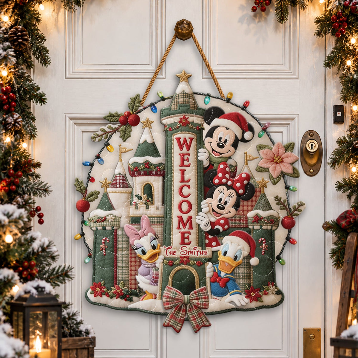 Magical Christmas - Personalized Mouse Quilted Door Hanger