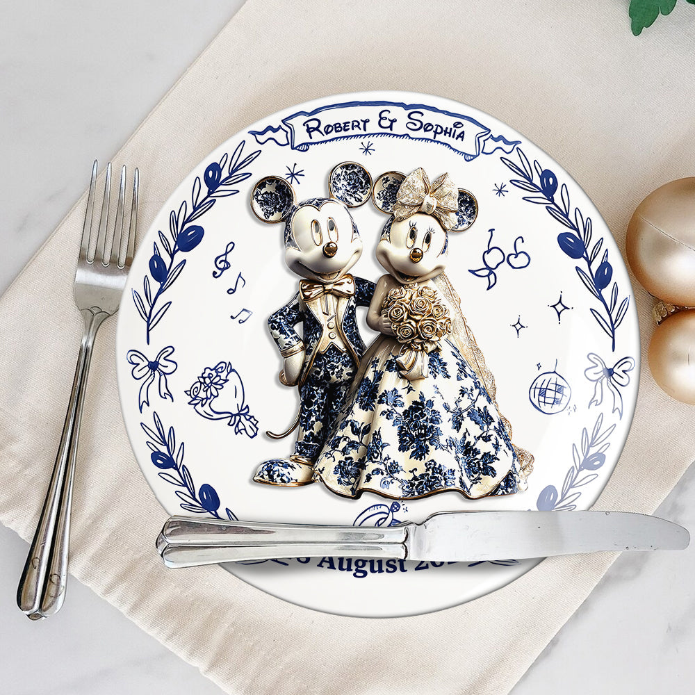 Newlyweds - Personalized Mouse Ceramic Round Plate