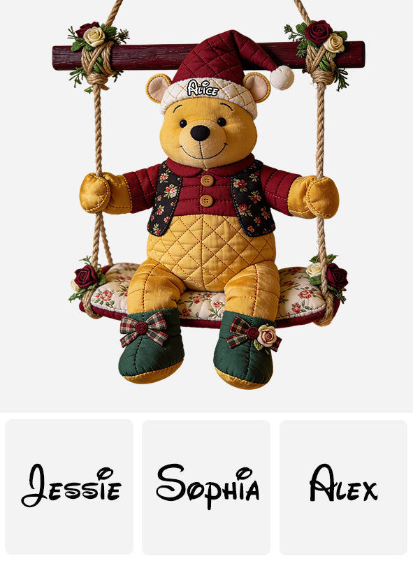 A Very Merry Swing - Personalized Yellow Bear Quilted Door Hanger