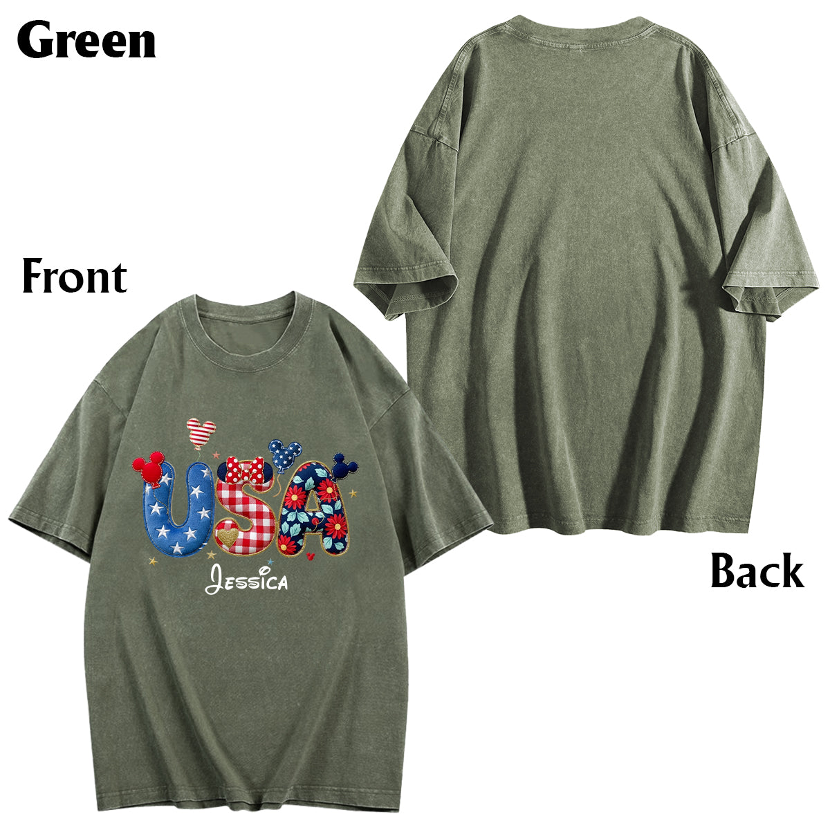 Stars And Stripes - Personalized Mouse Wash T-Shirt