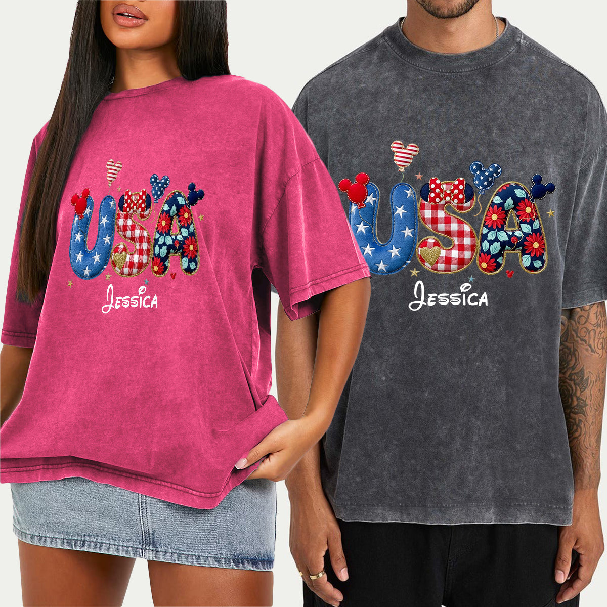 Stars And Stripes - Personalized Mouse Wash T-Shirt