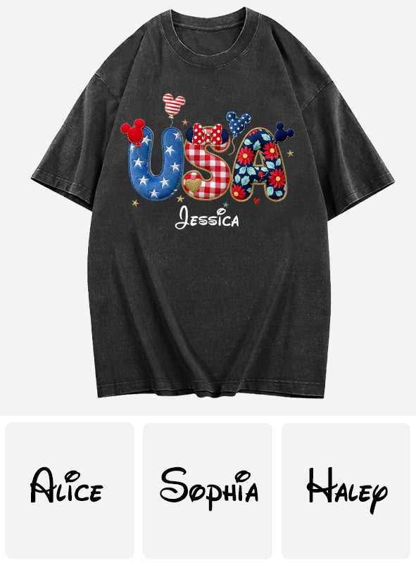 Stars And Stripes - Personalized Mouse Wash T-Shirt