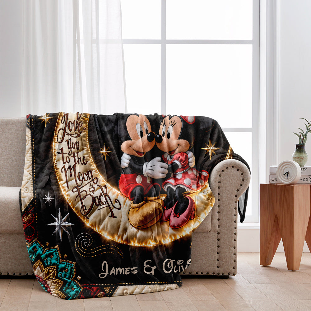 I Love You To The Moon And Back - Personalized Mouse Blanket