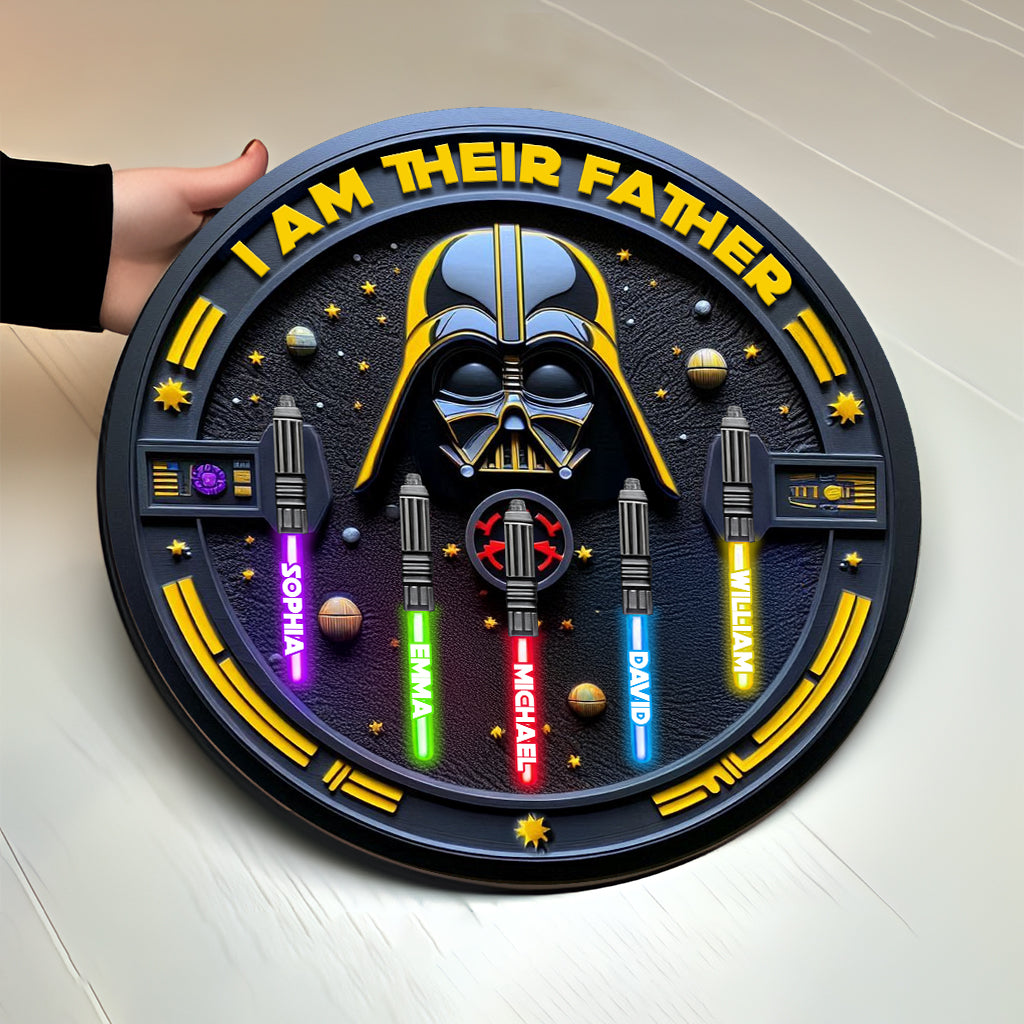 I'm Their Father - Personalized The Force Round Wood Sign