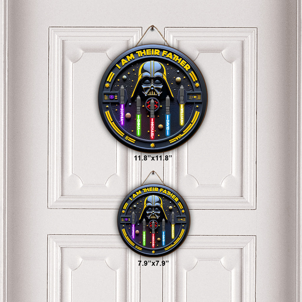 I'm Their Father - Personalized The Force Round Wood Sign