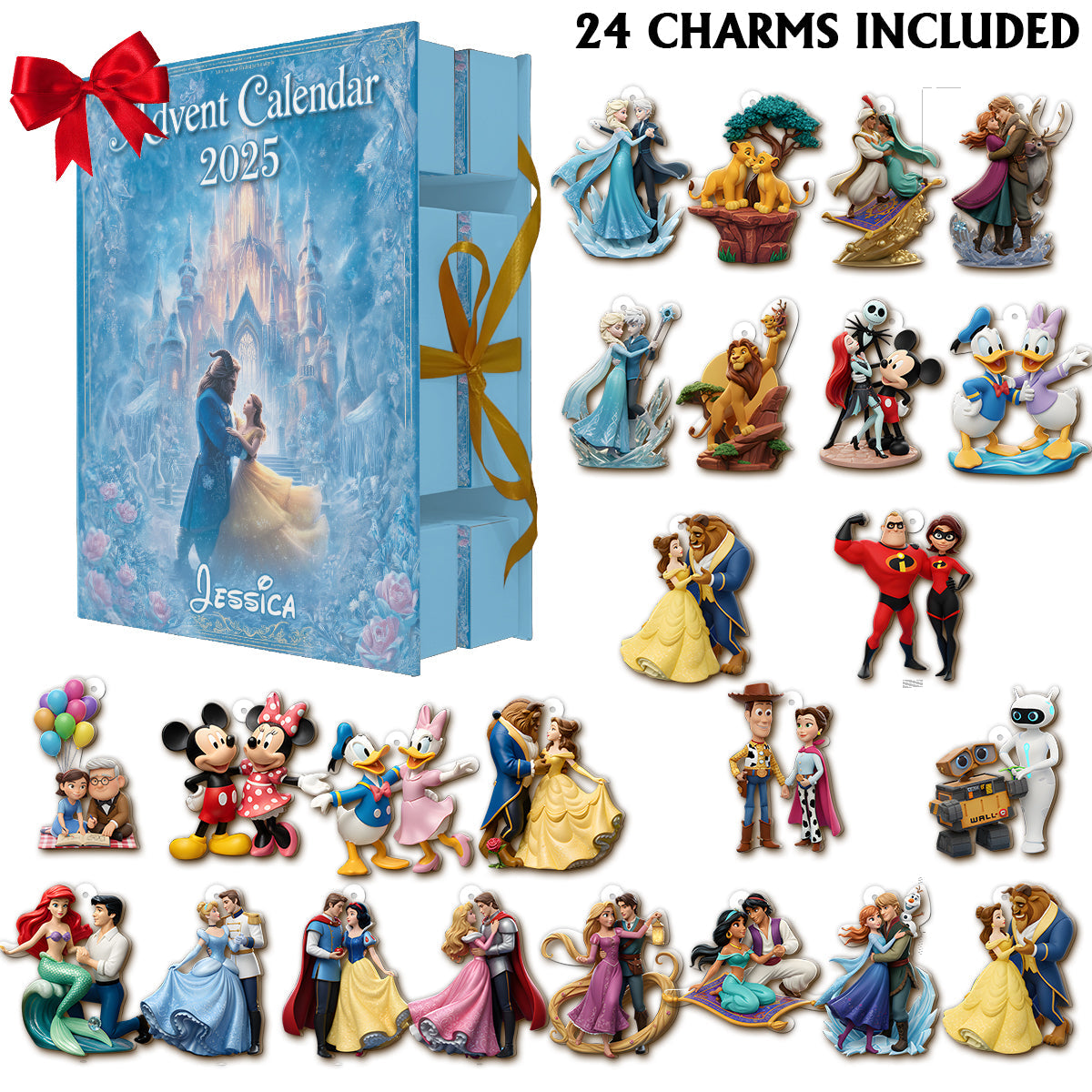 Magical Couple - Personalized Mouse Folded Advent Calendar With Ornaments