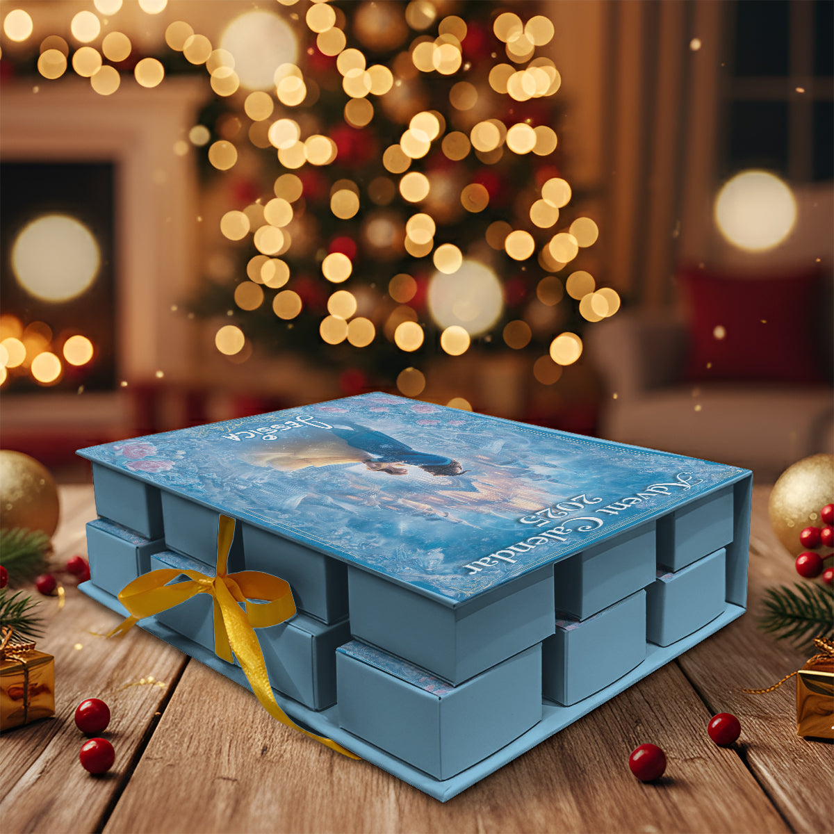 Magical Couple - Personalized Mouse Folded Advent Calendar With Ornaments