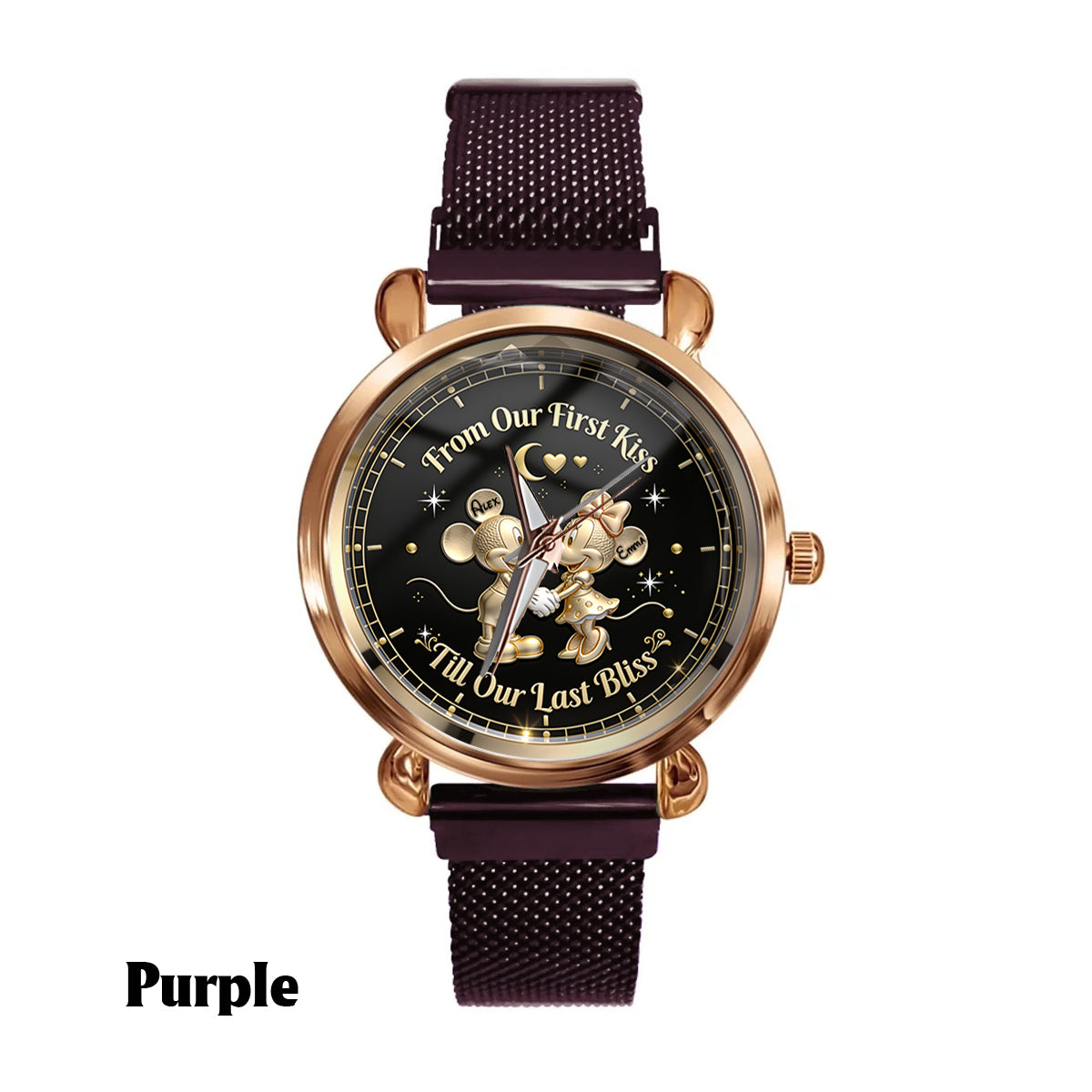 From Our First Kiss Till Our Last Bliss - Personalized Mouse Women Hand Watch