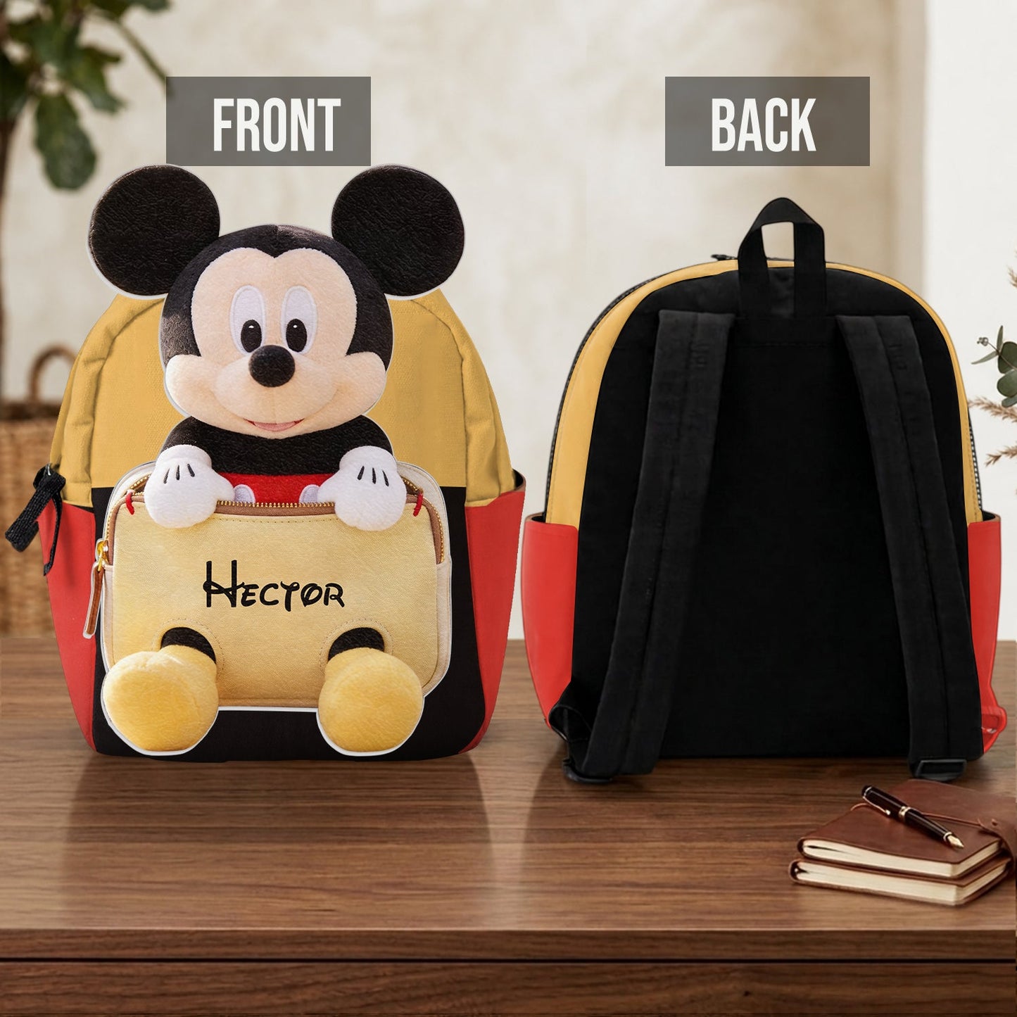 Always Have Your Back - Personalized Mouse Changeable Leather Patch Backpack