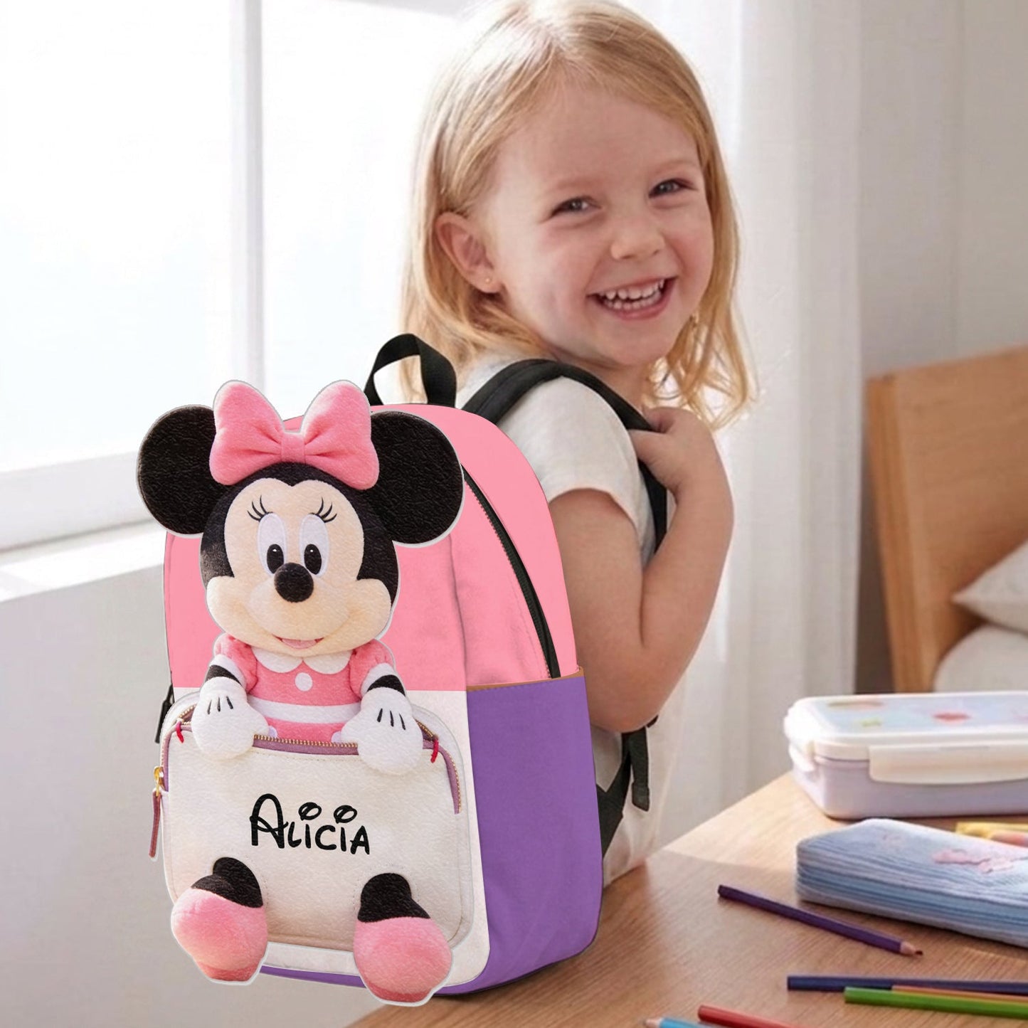 Always Have Your Back - Personalized Mouse Changeable Leather Patch Backpack