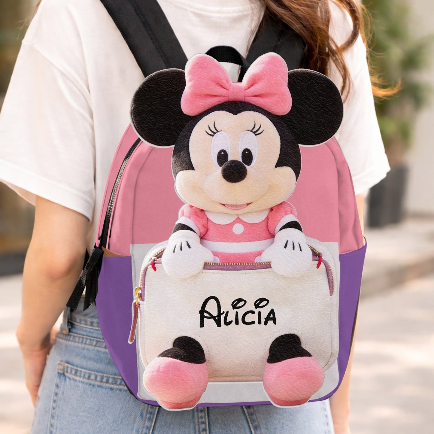 Always Have Your Back - Personalized Mouse Changeable Leather Patch Backpack