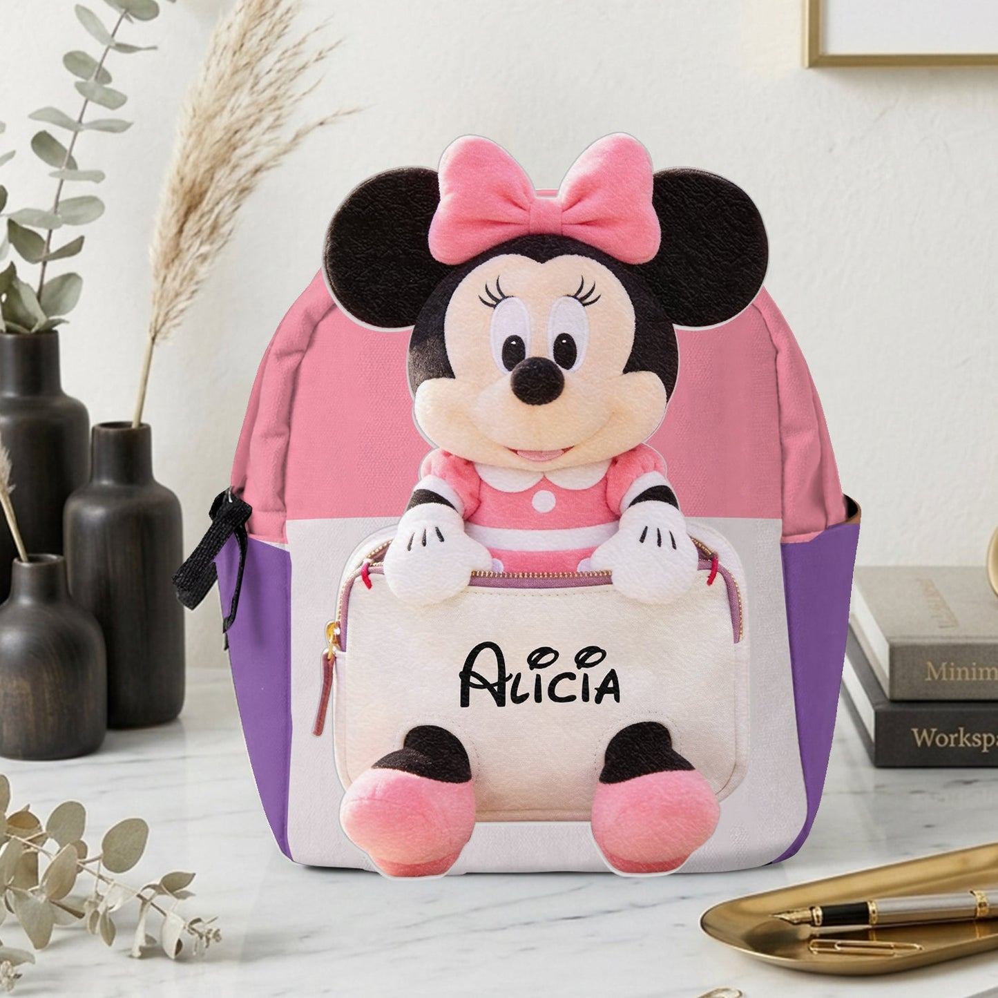 Always Have Your Back - Personalized Mouse Changeable Leather Patch Backpack