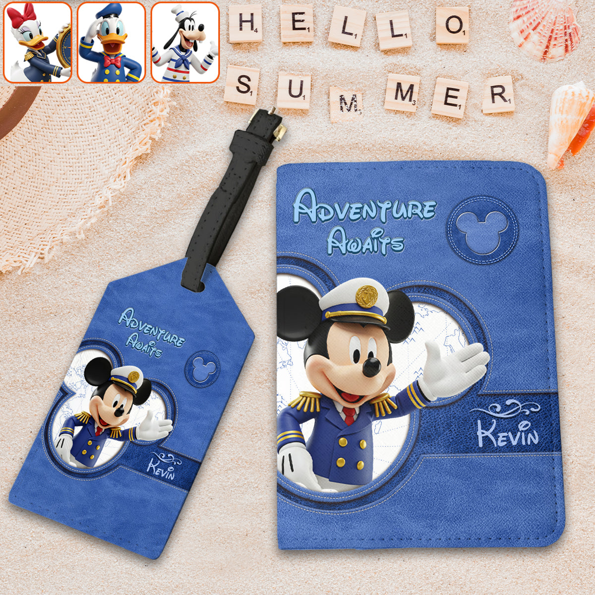 Magical Mouse Ears Adventure Awaits - Personalized Mouse Leather Luggage Tag & Passport Holder