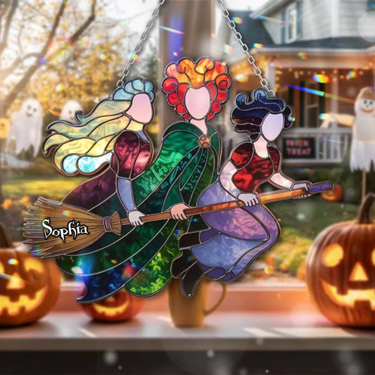 Sisters - Personalized Three Witches Window Hanging Suncatcher Ornament