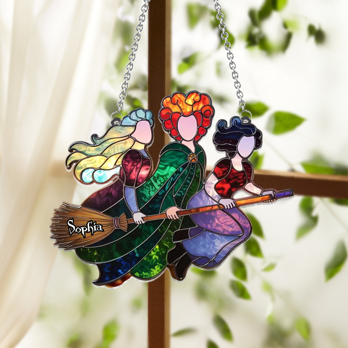 Sisters - Personalized Three Witches Window Hanging Suncatcher Ornament