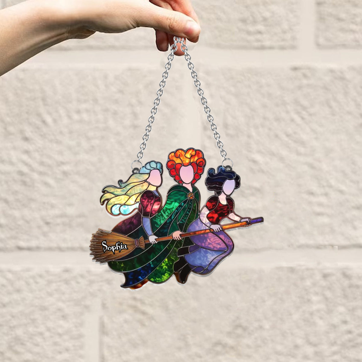 Sisters - Personalized Three Witches Window Hanging Suncatcher Ornament