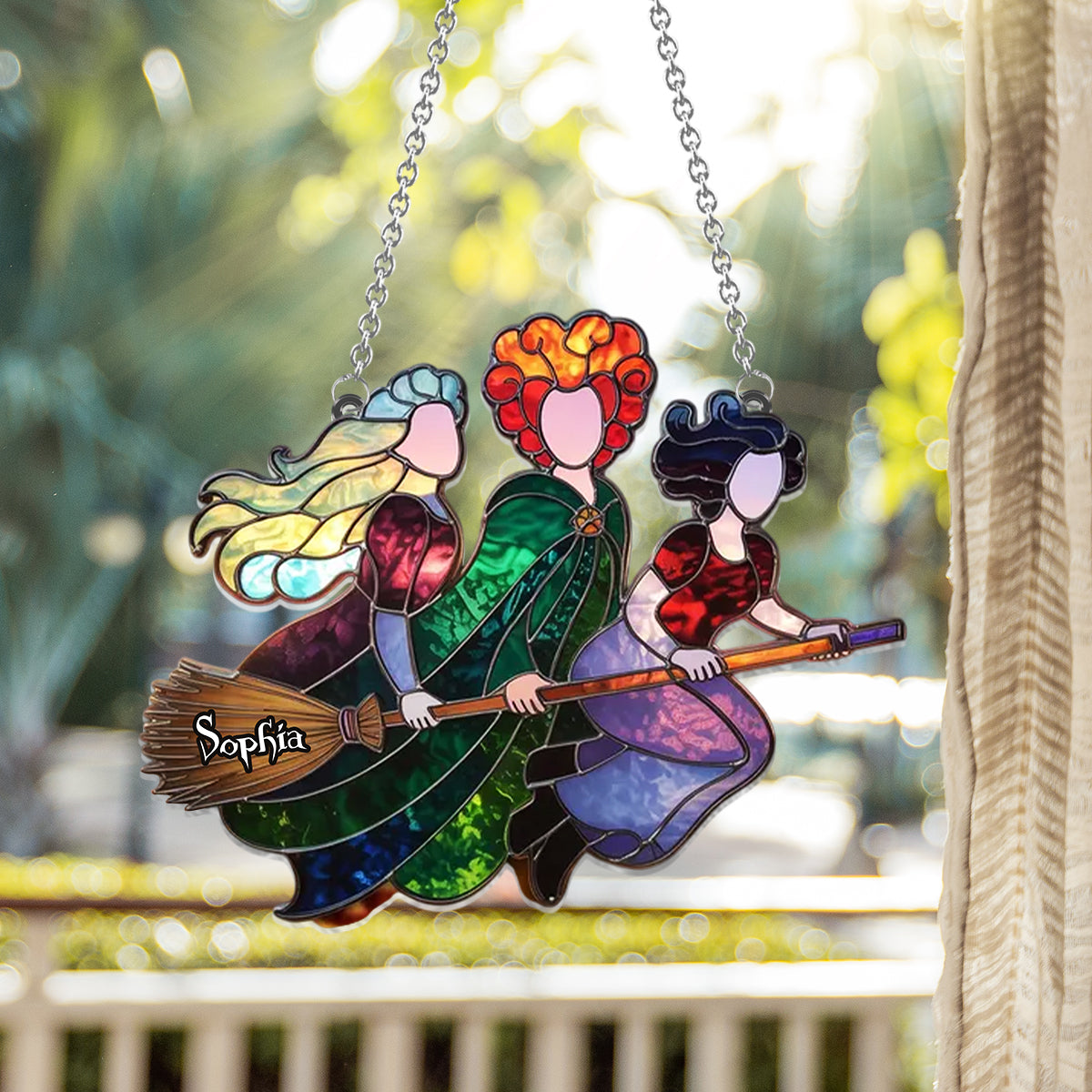 Sisters - Personalized Three Witches Window Hanging Suncatcher Ornament