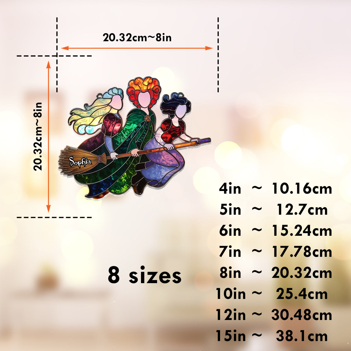Sisters - Personalized Three Witches Window Hanging Suncatcher Ornament