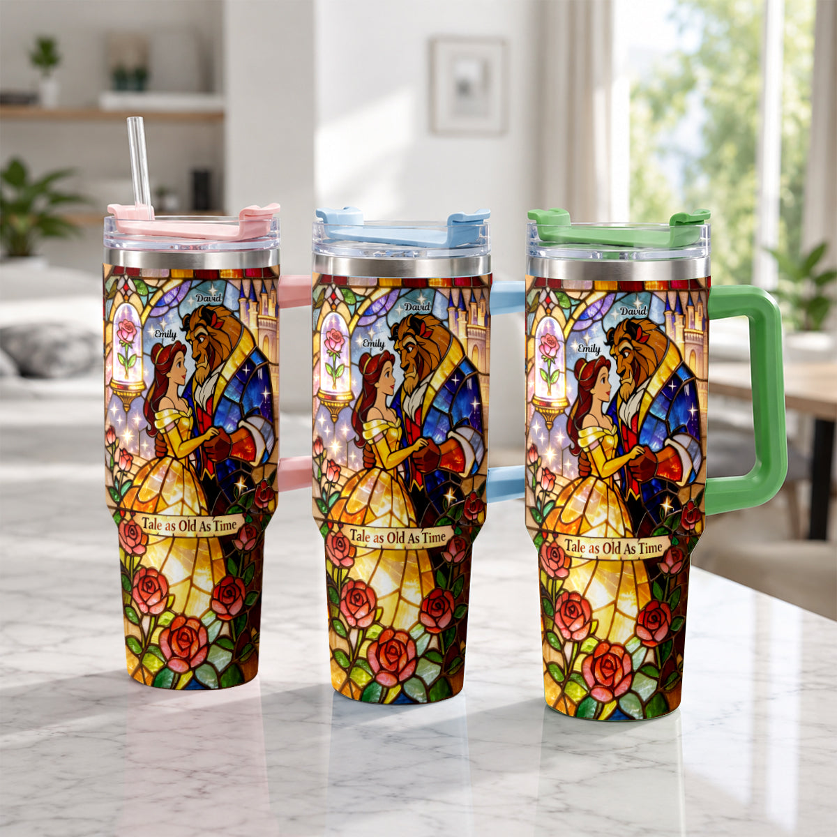 Tale As Old As Time - Personalized Beauty And The Beast Tumbler With Plush Charm