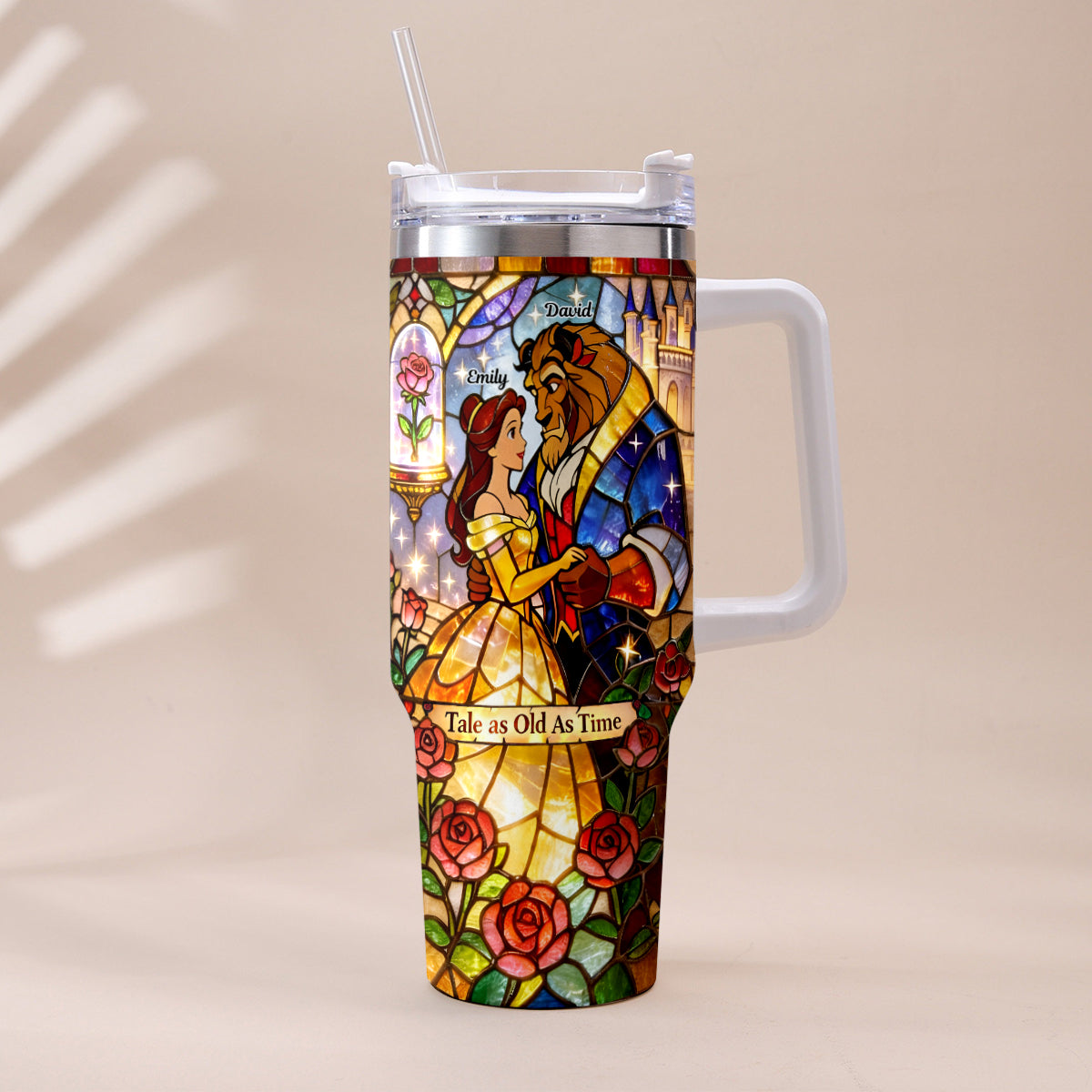 Tale As Old As Time - Personalized Beauty And The Beast Tumbler With Plush Charm