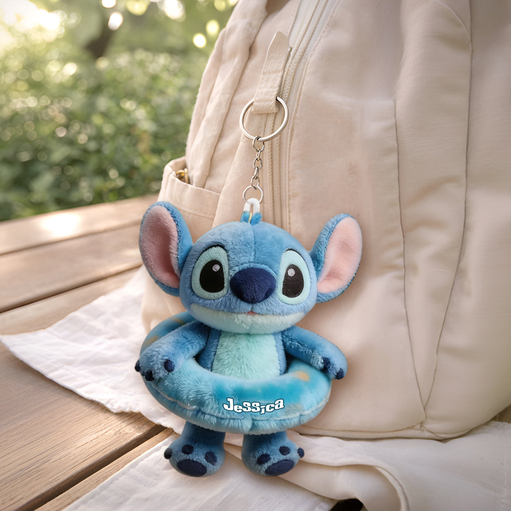 Blue Monster Summer Vibes - Personalized Ohana Beach Bag With Plush Charm