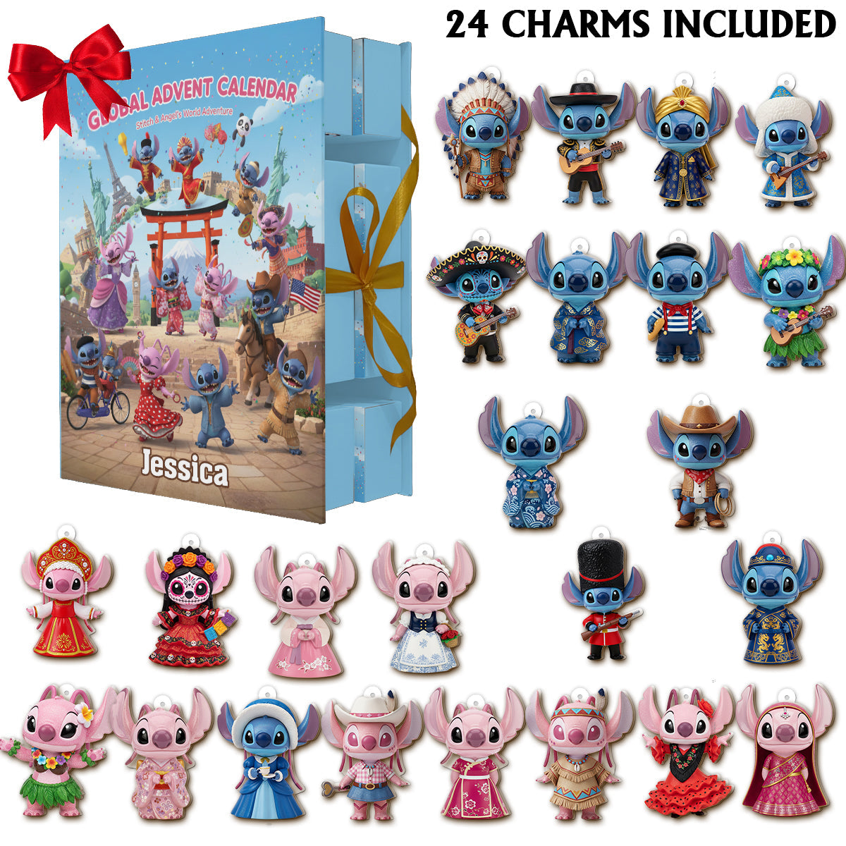 Global Advent Calendar, Traditional Costumes - Personalized Ohana Folded Advent Calendar With Ornaments