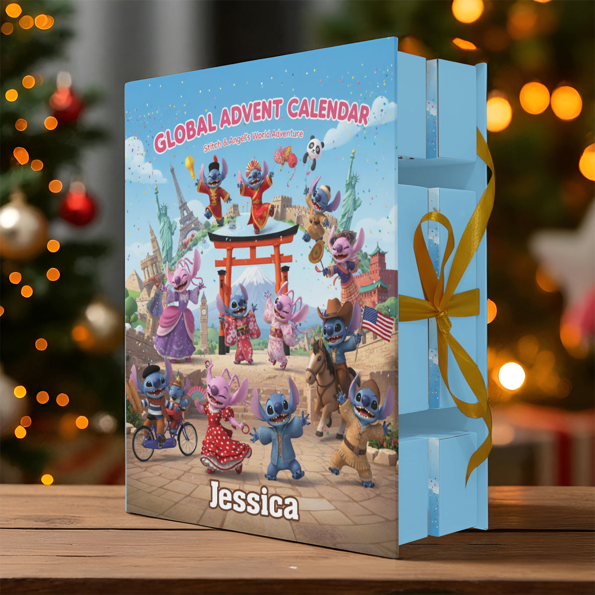 Global Advent Calendar, Traditional Costumes - Personalized Ohana Folded Advent Calendar With Ornaments