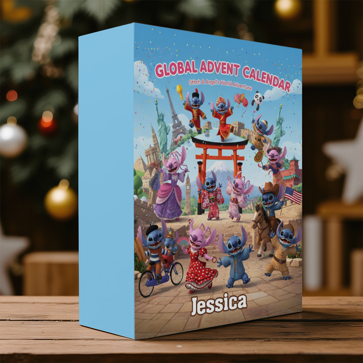Global Advent Calendar, Traditional Costumes - Personalized Ohana Folded Advent Calendar With Ornaments