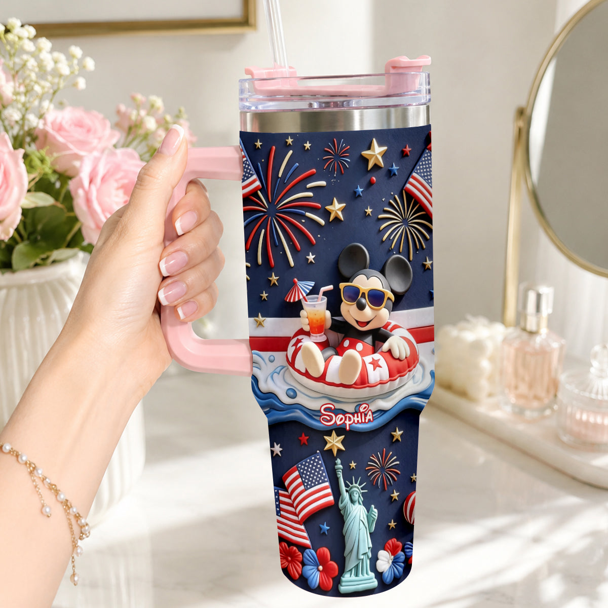 250th Anniversary - Personalized Mouse Tumbler With Plush Charm