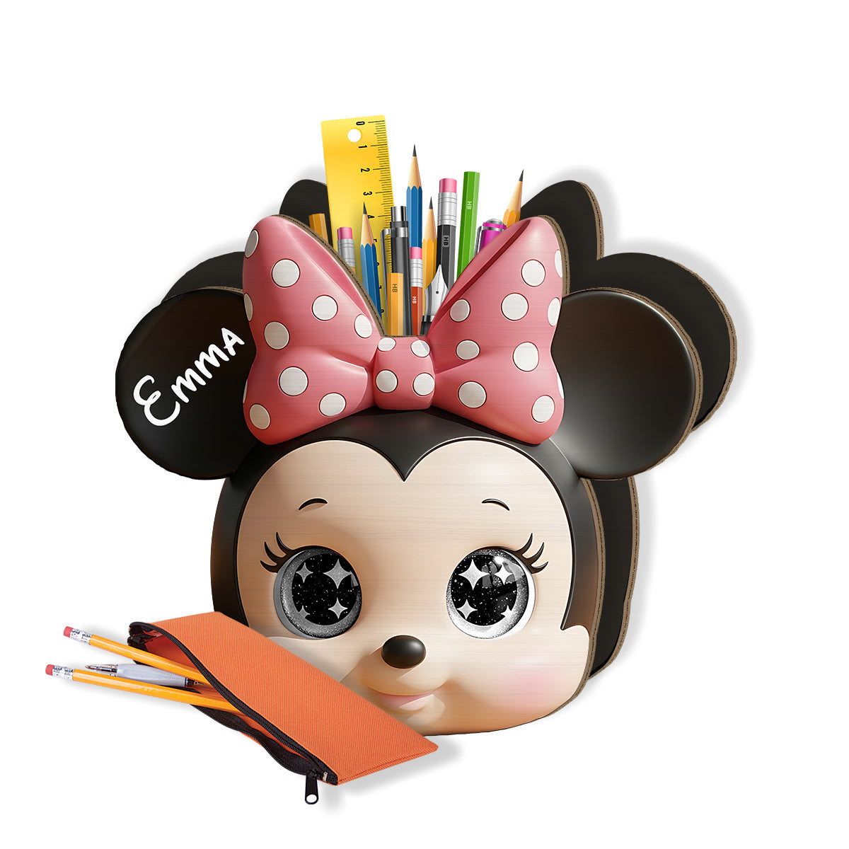 Cute Mouse Head - Personalized Mouse Wooden Pen Holder