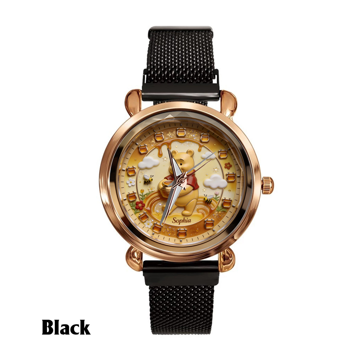 Honey Bear Clock - Personalized Yellow Bear Women Hand Watch